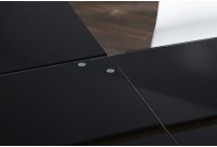 Bureau d'angle élégant en verre colois noir avec piétement en métal