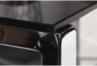 Bureau d'angle élégant en verre colois noir avec piétement en métal