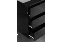Caisson de bureau moderne à 3 tiroirs avec roulettes coloris noir laqué