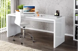Bureau professionnel 140cm design en MDF coloris blanc 2