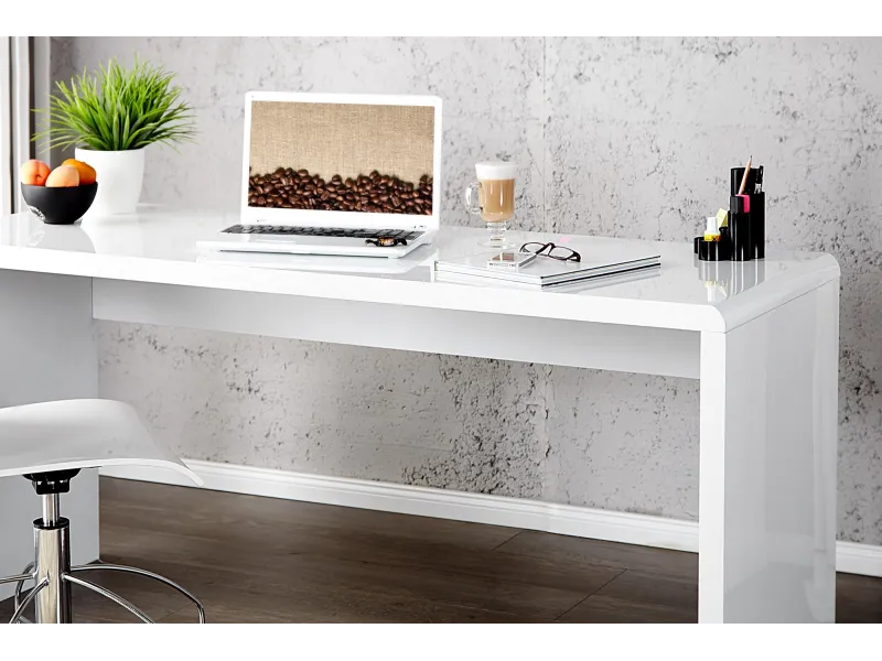 Bureau professionnel 140cm design en MDF coloris blanc
