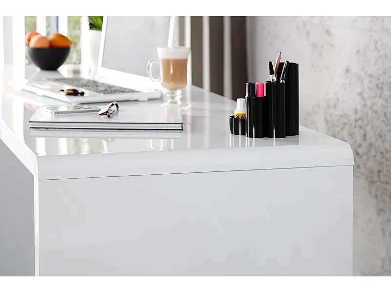 Bureau professionnel 140cm design en MDF coloris blanc