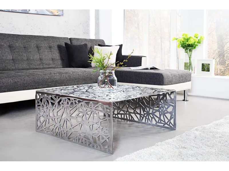 Table basse 60 cm en aluminium coloris argenté