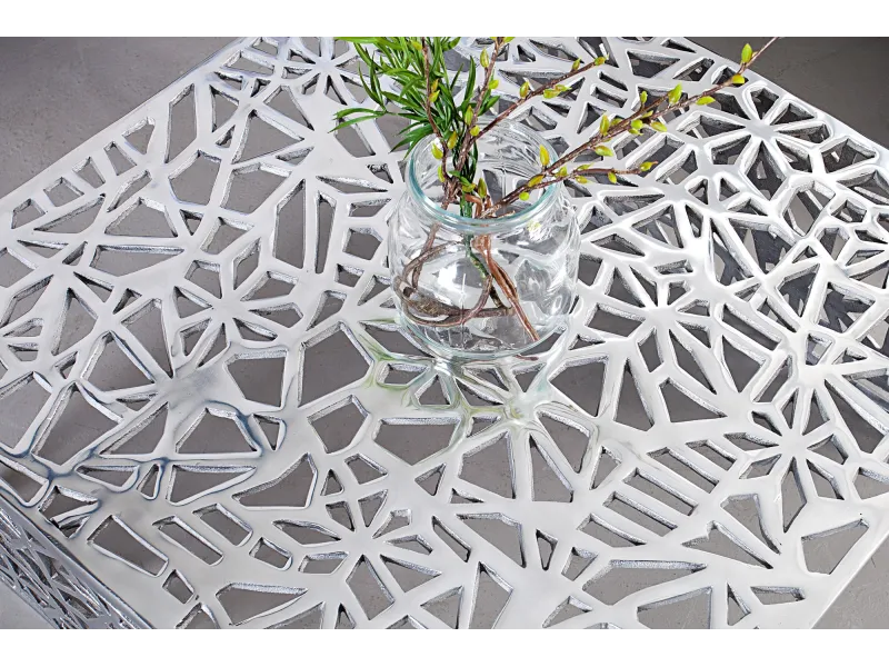 Table basse 60 cm en aluminium coloris argenté