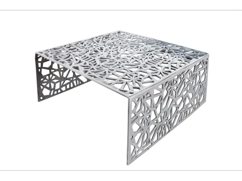 Table basse 60 cm en aluminium coloris argenté