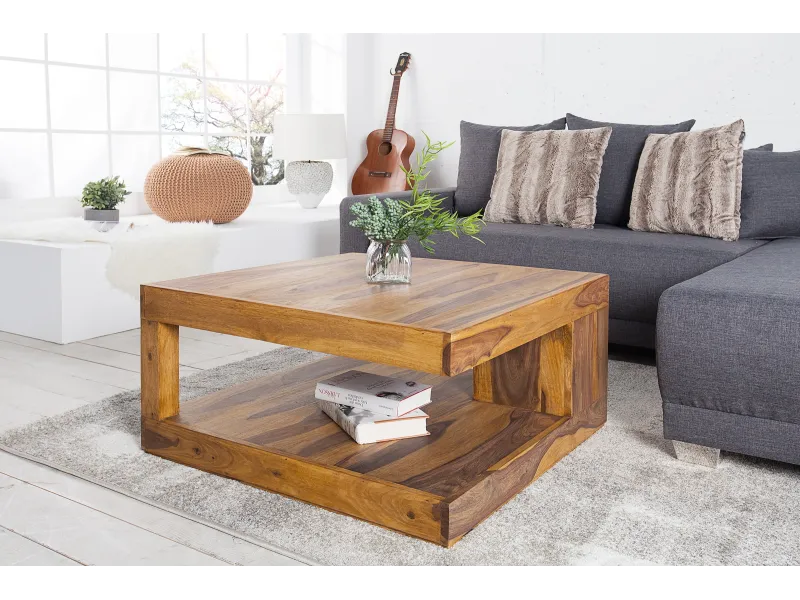 Table basse en bois massif 80 cm