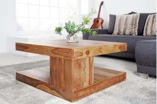 Table basse en bois massif 80 cm 2