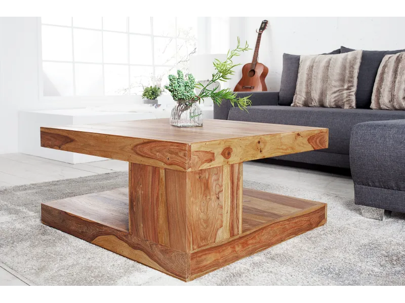 Table basse en bois massif 80 cm