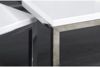 Ensemble de 2 tables basses en MDF et métal coloris blanc laqué