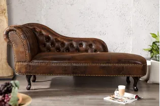 Méridienne design Chesterfield teinté marron antique 2