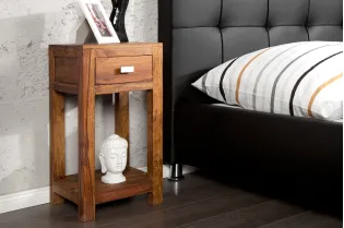 Table de chevet avec rangement et tiroir en bois massif