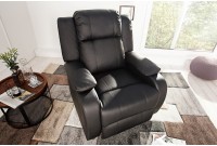 Fauteuil relax moderne avec repose-pied en simili cuir coloris noir