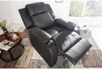 Fauteuil relax moderne avec repose-pied en simili cuir coloris noir