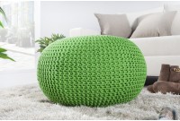 Pouf design BOULE de 50 cm coloris vert en coton tricoté