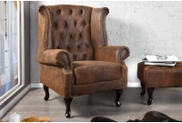 Fauteuil design chesterfield coloris marron