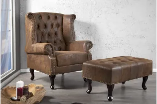 Fauteuil design chesterfield coloris marron 2