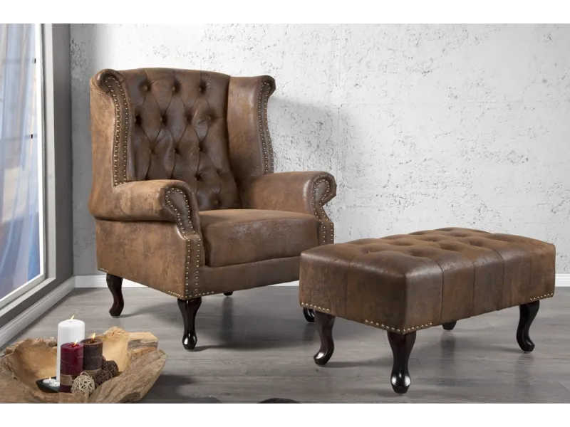 Fauteuil design chesterfield coloris marron