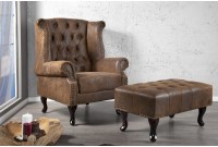 Fauteuil design chesterfield coloris marron