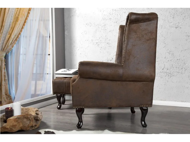 Fauteuil design chesterfield coloris marron