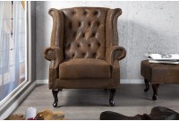 Fauteuil design chesterfield coloris marron