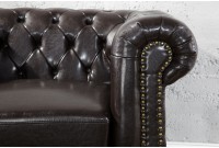 Fauteuil design chesterfield en simili cuir café noir