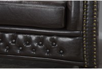 Fauteuil design chesterfield en simili cuir café noir