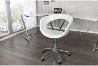 Lot de 2 chaises design en fibre de verre et simili cuir coloris blanc