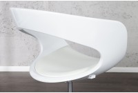 Lot de 2 chaises design en fibre de verre et simili cuir coloris blanc