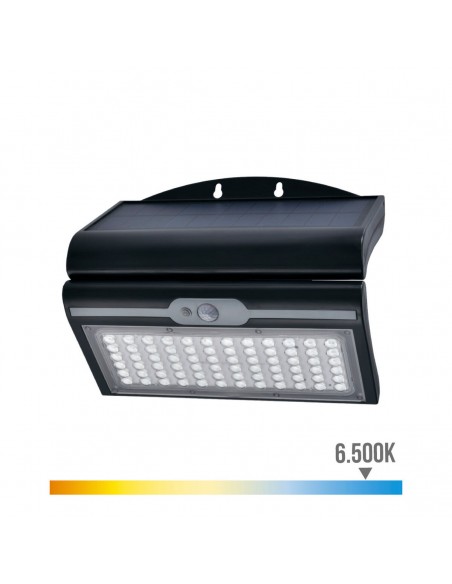 Applique Murale EDM Capteur de Mouvement Solaire 6 W Noir (6500 K)