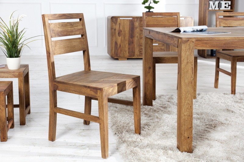 Ensemble de 2 chaises en bois massif pour salle à manger