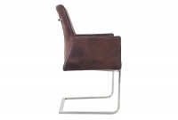 Chaise avec accoudoirs design en microfibre marron