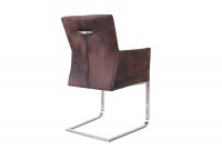 Chaise avec accoudoirs design en microfibre marron