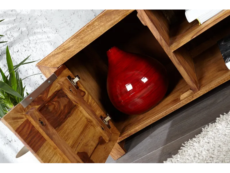 Meuble TV 135 cm en bois massif avec rangement