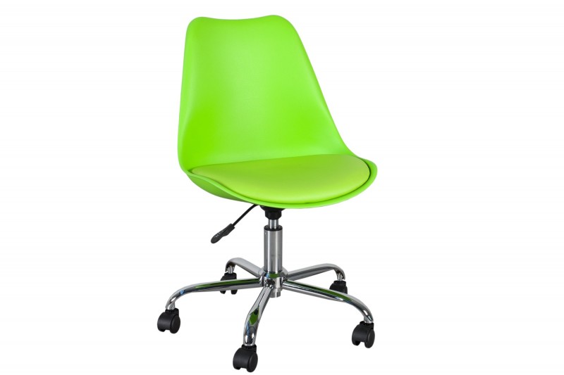 Lot de 4 chaises de bureau à roulettes en simili cuir vert