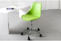 Lot de 4 chaises de bureau à roulettes en simili cuir vert