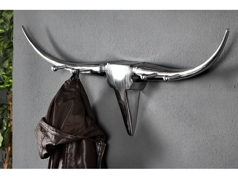 Patère tête de taureau à 4 crochets coloris argenté