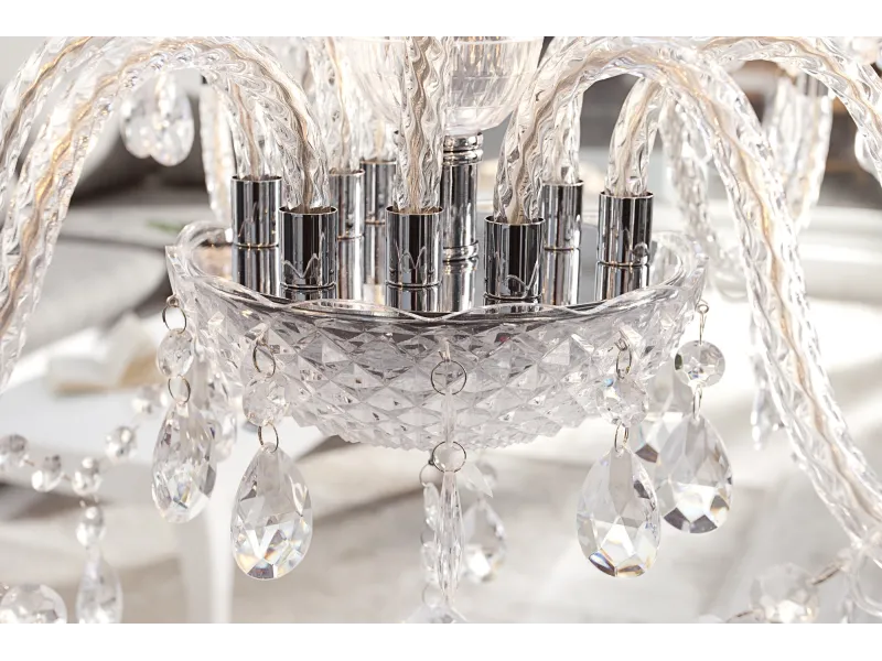 Lustre moderne à 9 bougies coloris transparent