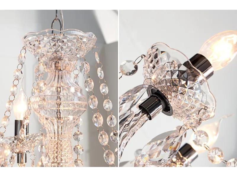 Lustre moderne à 9 bougies coloris transparent