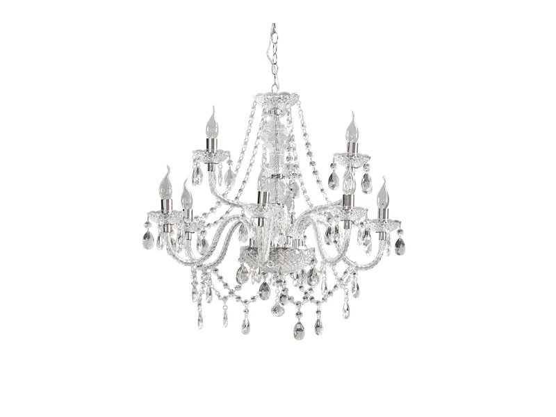 Lustre moderne à 9 bougies coloris transparent
