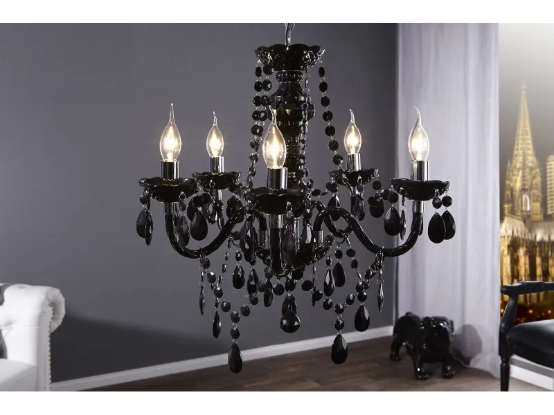 Lustre à suspension 5 branches en acrylique noir