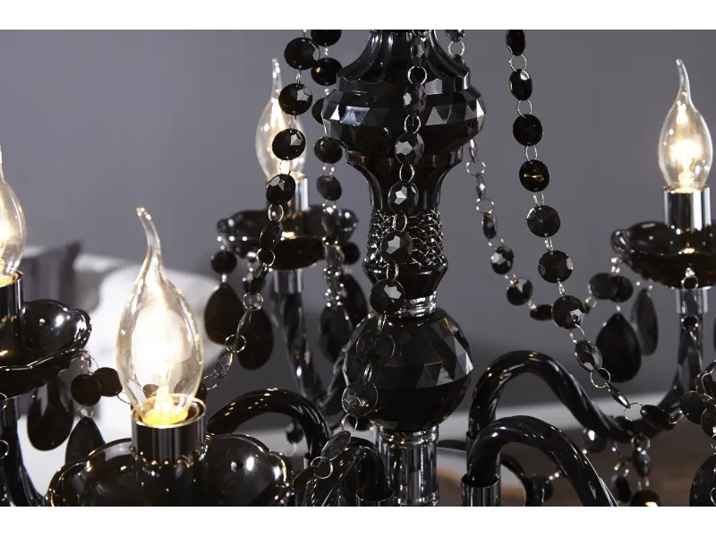 Lustre à suspension 5 branches en acrylique noir