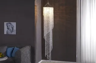 Long lustre transparent suspendue avec anneaux