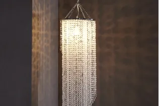 Long lustre transparent suspendue avec anneaux 2