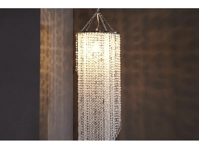 Long lustre transparent suspendue avec anneaux