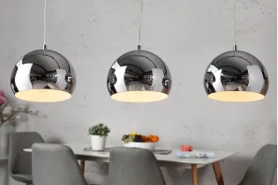 Lampe suspendue à 3 boules en métal chromé