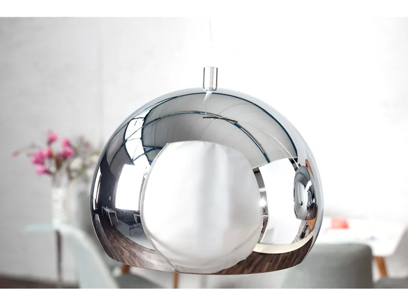 Lampe suspendue à 3 boules en métal chromé