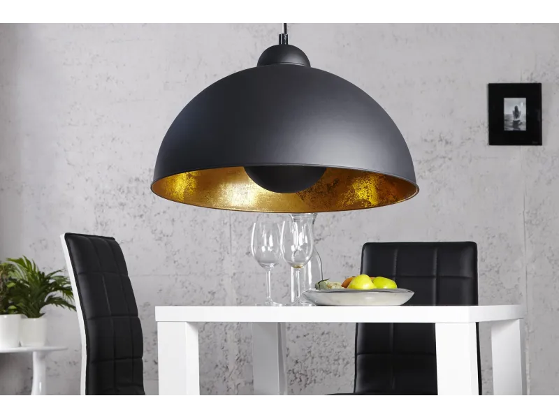 Lampe suspendue hémisphère coloris noir et d'or