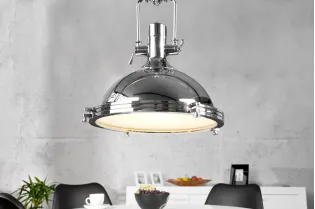 Lampe suspendue 45 cm design industriel en métal chromé