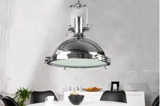 Lampe suspendue 45 cm design industriel en métal chromé 2