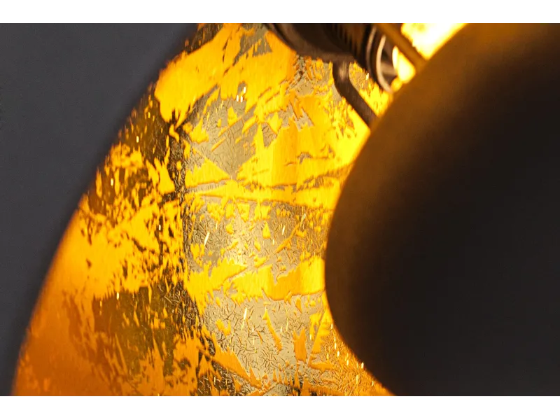 Barre de 3 lampes suspendues 20 cm hémisphéres coloris noir et doré